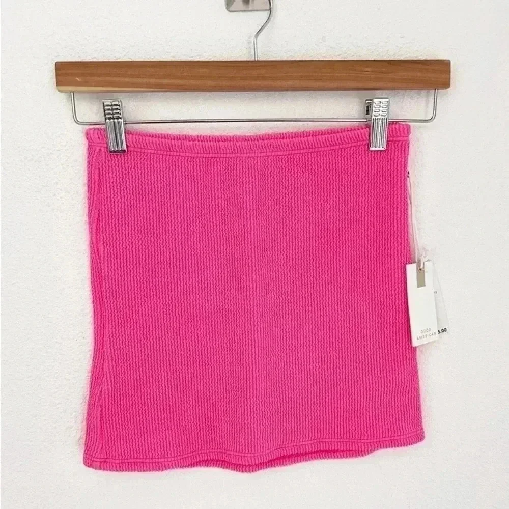 NWT Good American Bright Pink Always Fit Swim Mini Skirt, Size XXS-XS (2)